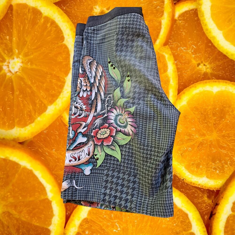Marc Ecko‎  Black and White with Skull Flowers Shorts